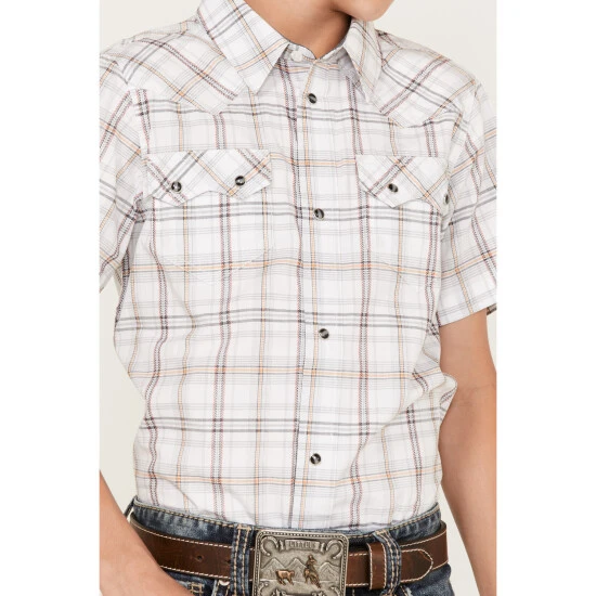 Flash Sale ⌛ Cody James Boys' Plaid Print Short Sleeve Western Snap ???? Shirt White ???? 3 Flash Sale ⌛ Cody James Boys' Plaid Print Short Sleeve Western Snap ???? Shirt White ???? - Image 3