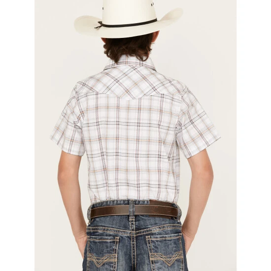 Flash Sale ⌛ Cody James Boys' Plaid Print Short Sleeve Western Snap ???? Shirt White ???? 4 Flash Sale ⌛ Cody James Boys' Plaid Print Short Sleeve Western Snap ???? Shirt White ???? - Image 4
