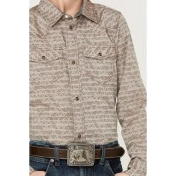 Best deal ???? Cody James Boys' Geo Print Long Sleeve Snap Western ???? Shirt Brown ⭐ -Cody James -shop unnamed file 2809