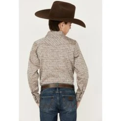 Best deal ???? Cody James Boys' Geo Print Long Sleeve Snap Western ???? Shirt Brown ⭐ -Cody James -shop unnamed file 2810