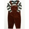 Hot Sale ⭐ Cody James Infant-Boys' Brown Overalls & Striped ???? Shirt Onesie Set Multi ????