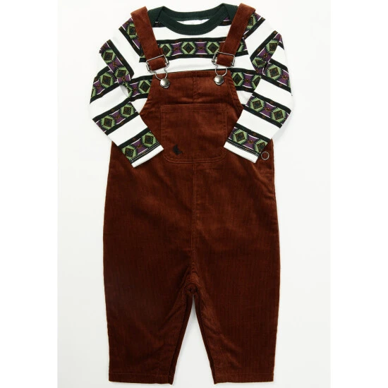 Hot Sale ⭐ Cody James Infant-Boys' Brown Overalls & Striped ???? Shirt Onesie Set Multi ???? 1 Hot Sale ⭐ Cody James Infant-Boys' Brown Overalls & Striped ???? Shirt Onesie Set Multi ????