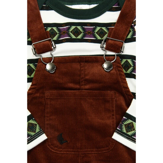 Hot Sale ⭐ Cody James Infant-Boys' Brown Overalls & Striped ???? Shirt Onesie Set Multi ???? 2 Hot Sale ⭐ Cody James Infant-Boys' Brown Overalls & Striped ???? Shirt Onesie Set Multi ???? - Image 2