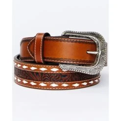 Cheapest ???? Cody James Men's Brown & Cream Lace & Floral Embossed Belt ????