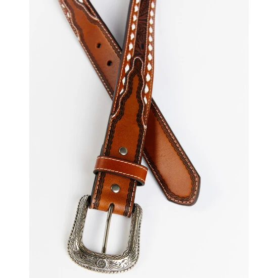 Cheapest ???? Cody James Men's Brown & Cream Lace & Floral Embossed Belt ???? 2 Cheapest ???? Cody James Men's Brown & Cream Lace & Floral Embossed Belt ???? - Image 2