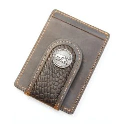 Promo ⭐ Cody James Men's Croc Embossed Money Clip Wallet Chocolate ????