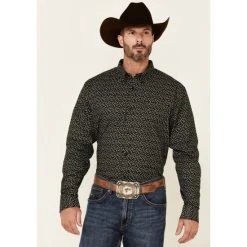 Hot Sale ✨ Cody James Core Men's Bovine Floral Print Long Sleeve Button-Down Western ???? Shirt Black ????