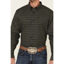 Hot Sale ✨ Cody James Core Men's Bovine Floral Print Long Sleeve Button-Down Western ???? Shirt Black ???? -Cody James -shop unnamed file 2849