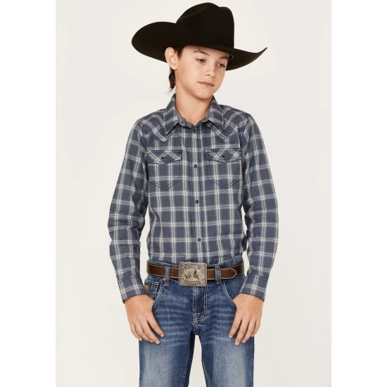 Deals ⌛ Cody James Boys' Plaid Print Long Sleeve Western Snap ???? Shirt Navy ???? 1 Deals ⌛ Cody James Boys' Plaid Print Long Sleeve Western Snap ???? Shirt Navy ????
