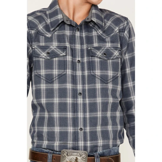 Deals ⌛ Cody James Boys' Plaid Print Long Sleeve Western Snap ???? Shirt Navy ???? 3 Deals ⌛ Cody James Boys' Plaid Print Long Sleeve Western Snap ???? Shirt Navy ???? - Image 3
