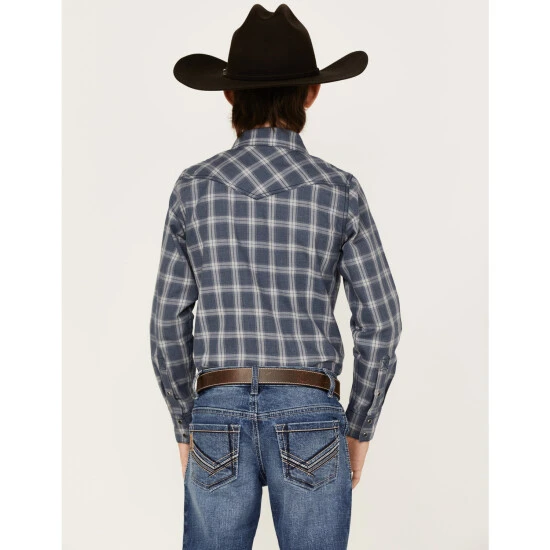 Deals ⌛ Cody James Boys' Plaid Print Long Sleeve Western Snap ???? Shirt Navy ???? 4 Deals ⌛ Cody James Boys' Plaid Print Long Sleeve Western Snap ???? Shirt Navy ???? - Image 4