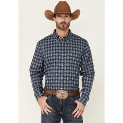 Cheap ✨ Cody James Core Men's Wicker Small Plaid Long Sleeve Button-Down Western ???? Shirt Blue ????