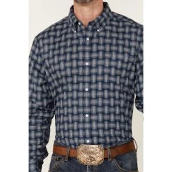 Cheap ✨ Cody James Core Men's Wicker Small Plaid Long Sleeve Button-Down Western ???? Shirt Blue ???? -Cody James -shop unnamed file 2875