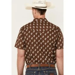 Cheap ???? Cody James Men's Jockey Paisley Print Short Sleeve Snap Western ???? Shirt Brown ???? -Cody James -shop unnamed file 2891