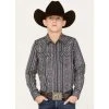 Budget ???? Cody James Boys' Paisley Stripe Print Long Sleeve Snap Western ???? Shirt Purple ⌛