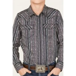 Budget ???? Cody James Boys' Paisley Stripe Print Long Sleeve Snap Western ???? Shirt Purple ⌛ -Cody James -shop unnamed file 2894