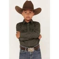 Best deal ⭐ Cody James Boys' Jacquard Long Sleeve Snap Western ???? Shirt Olive ⭐