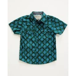 Budget ???? Cody James Toddler-Boys' Diamond Print Short Sleeve Snap Western ???? Shirt Dark Green ❤️