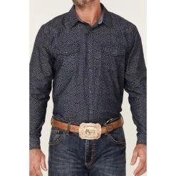 Budget ???? Cody James Men's Washed Out Chambray Southwestern Print Long Sleeve Snap Western ???? Shirt Navy ⌛ -Cody James -shop unnamed file 2930