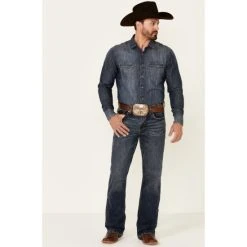 Outlet ???? Cody James Core Men's Curly Wolf Dark Stretch Relaxed Bootcut ???? Jeans Blue ????