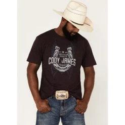 Best Pirce ⌛ Cody James Men's Boot Stitch Horseshoe Graphic Short Sleeve T-Shirt Purple ❤️