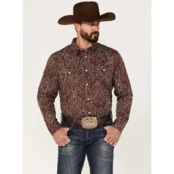 Best Sale ???? Cody James Men's Conquistador Paisley Print Snap Western ???? Shirt Red ✔️