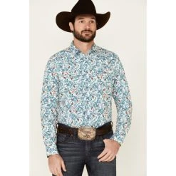 Wholesale ???? Cody James Men's City Lights Paisley Print Long Sleeve Snap Western ???? Shirt Ivory ????