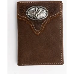 Best Sale ???? Cody James Men's Boot Stitch Longhorn Tri-Fold Leather Wallet Tan ????