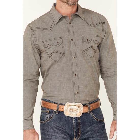 Deals ???? Cody James Men's Decree Solid Chambray Long Sleeve Snap Western ???? Shirt - Big & Tall Brown ???? 3 Deals ???? Cody James Men's Decree Solid Chambray Long Sleeve Snap Western ???? Shirt - Big & Tall Brown ???? - Image 3