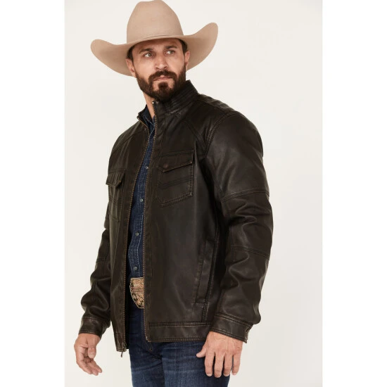 Budget ???? Cody James Men's Houston Distressed Moto Jacket - Big & Tall Brown ???? 2 Budget ???? Cody James Men's Houston Distressed Moto Jacket - Big & Tall Brown ???? - Image 2