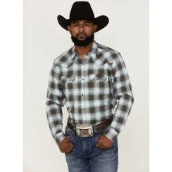 Brand new ✔️ Cody James Men's Background Large Ombre Plaid Western ???? Shirt Brown ????