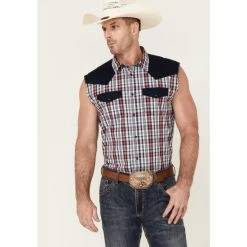 Best deal ???? Cody James Men's Anthem Plaid Bubba Sleeveless Snap Western ???? Shirt White ✔️