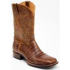 Hot Sale ⭐ Cody James Men's Nuez Exotic Caiman Skin Western ???? Boots - Broad Square Toe Tan ⭐