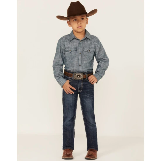 Hot Sale ???? Cody James Little Boys' Maverick Dark Wash Straight ???? Jeans - Sizes 4-8 Blue ???? 3 Hot Sale ???? Cody James Little Boys' Maverick Dark Wash Straight ???? Jeans - Sizes 4-8 Blue ???? - Image 3
