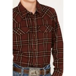 Deals ???? Cody James Boy's Plaid Print Long Sleeve Snap Flannel ???? Shirt Rust Copper ???? -Cody James -shop unnamed file 3636