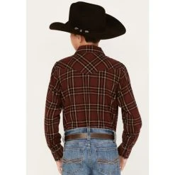 Deals ???? Cody James Boy's Plaid Print Long Sleeve Snap Flannel ???? Shirt Rust Copper ???? -Cody James -shop unnamed file 3637