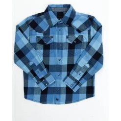 Buy ???? Cody James Boys' Plaid Print Long Sleeve Snap Western ???? Shirt Navy ????