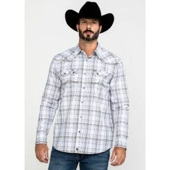 Hot Sale ???? Cody James Men's Ghost Rider Plaid Long Sleeve Western ???? Shirt Grey ✔️