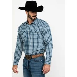 Hot Sale ???? Cody James Men's Harvest Check Plaid Long Sleeve Western ???? Shirt Blue ???? -Cody James -shop unnamed file 3688