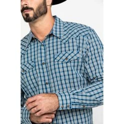 Hot Sale ???? Cody James Men's Harvest Check Plaid Long Sleeve Western ???? Shirt Blue ???? -Cody James -shop unnamed file 3689