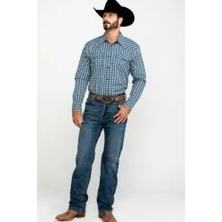 Hot Sale ???? Cody James Men's Harvest Check Plaid Long Sleeve Western ???? Shirt Blue ???? -Cody James -shop unnamed file 3691