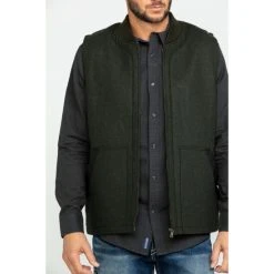 Budget ???? Cody James Men's Grover Wool Blend Leather Pocket Vest Olive ???? -Cody James -shop unnamed file 3719