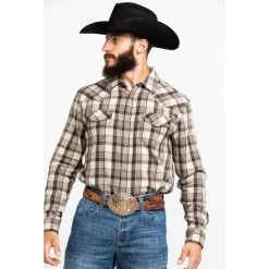Hot Sale ???? Cody James Men's Sand Storm Plaid Long Sleeve Western Flannel ???? Shirt Grey ✔️