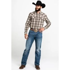 Hot Sale ???? Cody James Men's Sand Storm Plaid Long Sleeve Western Flannel ???? Shirt Grey ✔️ -Cody James -shop unnamed file 3733