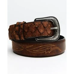 Flash Sale ???? Cody James Men's Pirarucu Embroidered Belt Brown ????