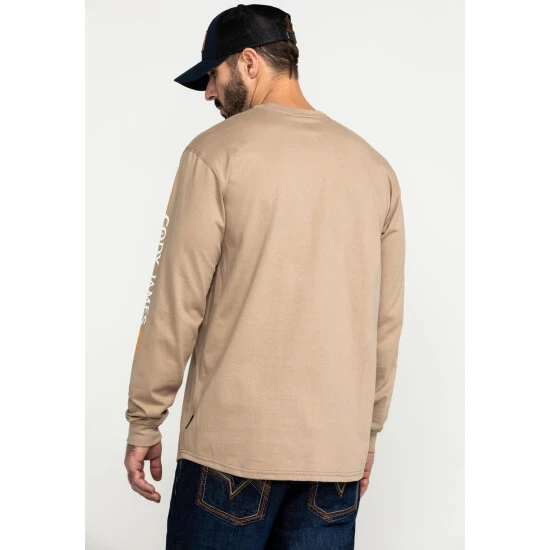 Deals ???? Cody James Men's FR Logo Long Sleeve Work ???? Shirt Beige/khaki ???? 2 Deals ???? Cody James Men's FR Logo Long Sleeve Work ???? Shirt Beige/khaki ???? - Image 2