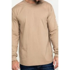 New ???? Cody James Men's FR Logo Long Sleeve Work T-Shirt - Tall Beige/khaki ???? -Cody James -shop unnamed file 3756