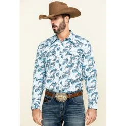 Wholesale ???? Cody James Men's Lovelace Large Paisley Print Long Sleeve Western ???? Shirt White ????
