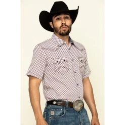 Best Sale ✨ Cody James Men's Kaleidoscope Geo Print Short Sleeve Western ???? Shirt Maroon ???? -Cody James -shop unnamed file 3863