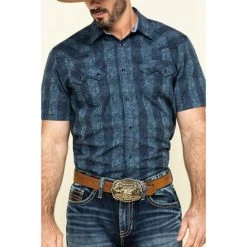 Budget ???? Cody James Men's Paisley Check Plaid Short Sleeve Western ???? Shirt Blue ???? -Cody James -shop unnamed file 3876